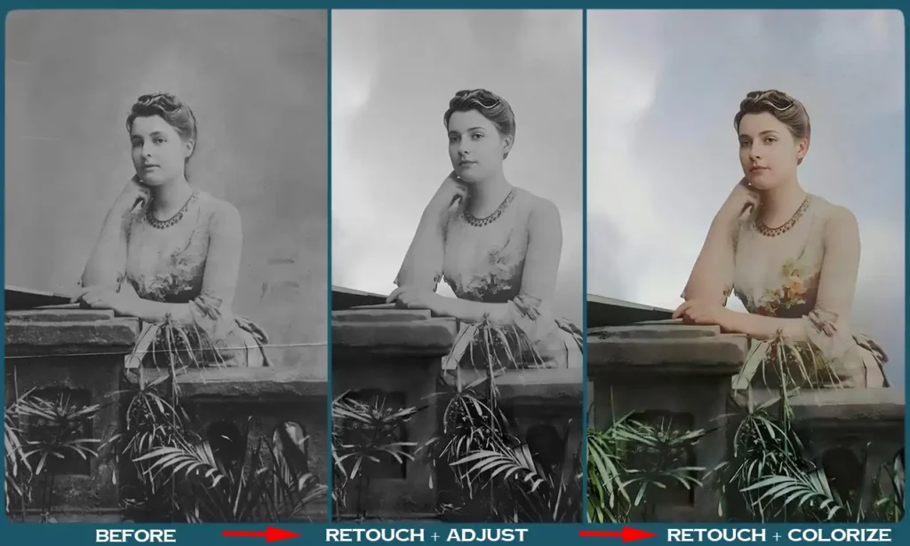 Restored and colorized old photograph example