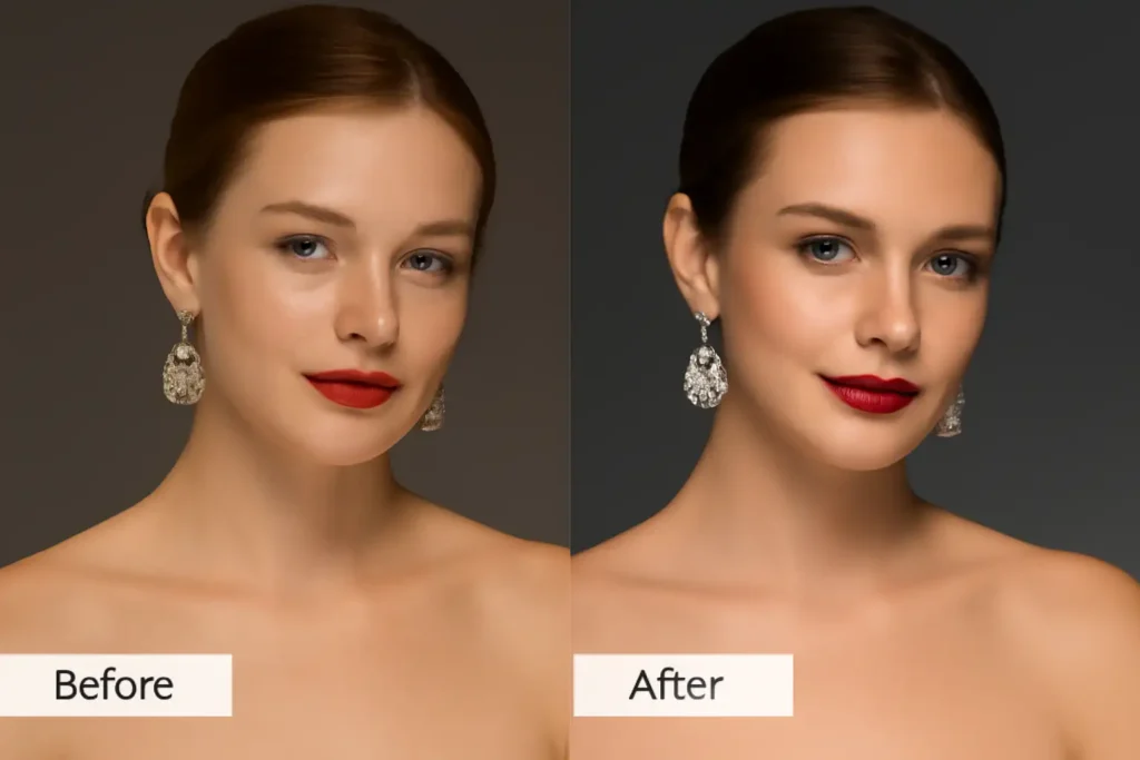 Model retouching in jewelry photos