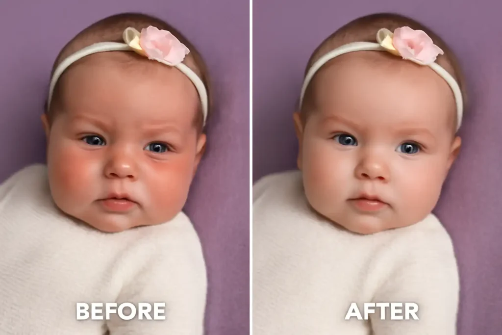 Newborn Portrait Before and After
