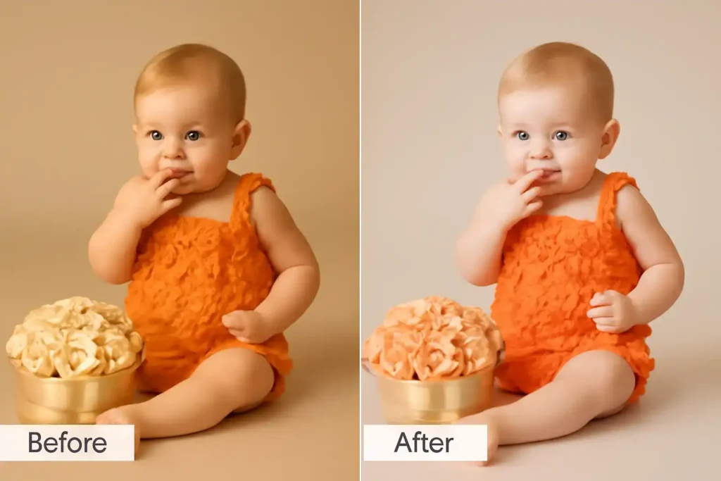 baby photo Skin smoothening and tone fixing
